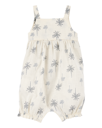 Baby Palm Tree Cotton Romper - Ivory, 