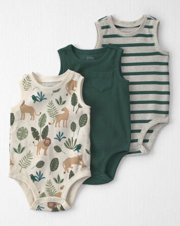 Baby Boy 3-Pack Organic Cotton Bodysuits, 
