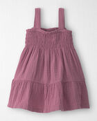 B&eacute;b&eacute; fille - Robe en gaze &agrave; smocks en coton biologique, image 2 sur 5 diapositives