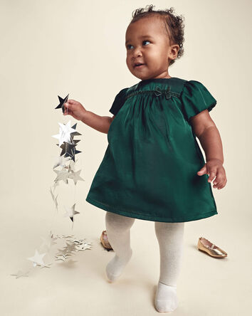 B&eacute;b&eacute; fille - Robe manches courtes en popeline &ndash; Vert, 