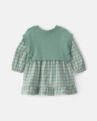 B&eacute;b&eacute; fille - Ensemble 2 pi&egrave;ces robe manches longues en flanelle &ndash; Vert, image 4 sur 6 diapositives