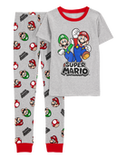 Kid Super Mario Snug Fit Cotton 2-Piece Pyjamas - Heather, image 1 of 3 slides
