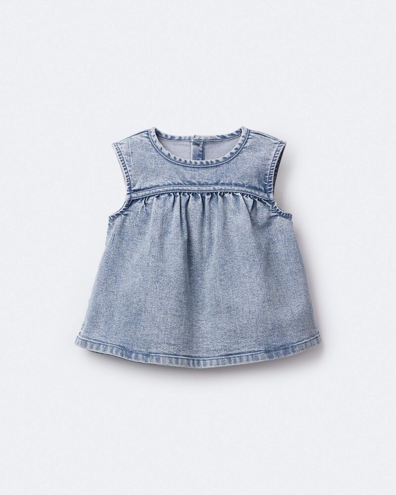 Toddler Girl Sleeveless Denim Top in Avenue Wash - Blue, image 5 of 6 slides