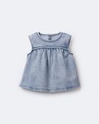 Toddler Girl Sleeveless Denim Top in Avenue Wash - Blue, image 5 of 6 slides
