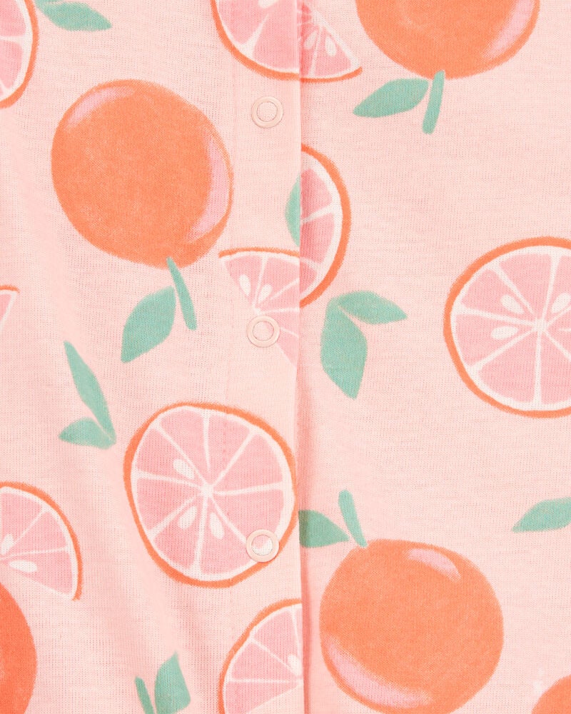 Baby Orange Print Snap-Up Cotton Romper, image 2 of 3 slides
