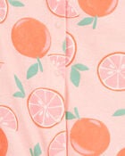 Baby Orange Print Snap-Up Cotton Romper, image 2 of 3 slides