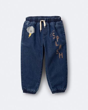 Toddler 'Splish, Splash' Jogger Pant in Denim - Blue, 