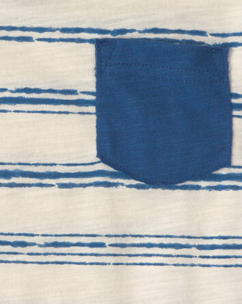 B&eacute;b&eacute; gar&ccedil;on - T-shirt &agrave; rayures avec poche - Bleu/Ivoire, 