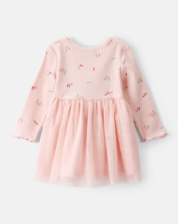 Bébé fille - Robe à manches longues à imprimé cœur - Rose, 