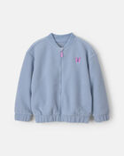 Girls Butterfly Teddy Microfleece Zip-Up Jacket - Blue, image 1 of 3 slides