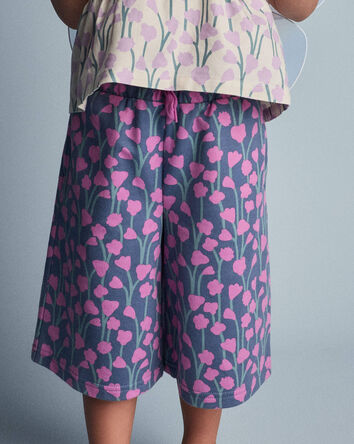 Tout-petit fille - Pantalon &agrave; jambe large &agrave; motif de fleurs sauvages &ndash; Bleu ardoise/Mauve, 