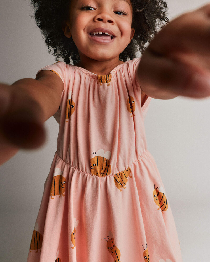 Toddler Girl Avenue Twirl&trade; Dress in Bee Print - Light Pink, image 4 of 5 slides