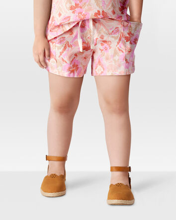 Enfant en bas âge Short à cordon de serrage à motifs de fleurs - Rose, 