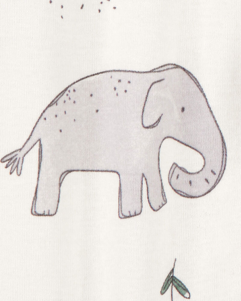 Baby 2-Pack Striped Elephant 2-Way Zip Cotton Sleeper, image 3 of 4 slides