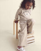 Toddler Girl French Terry Wide-Leg Pants - Tan, image 4 of 5 slides