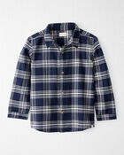 Kid Organic Cotton Button-Front Flannel Shirt, image 1 of 4 slides