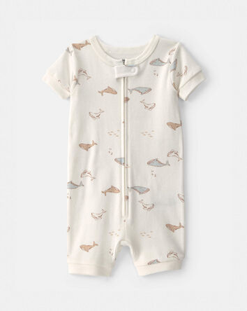 Tout-petit - Pyjama 1 pi&egrave;ce en 100 % coton &agrave; motif baleine - Ivoire, 