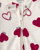 B&eacute;b&eacute; - Grenouill&egrave;re velout&eacute;e &agrave; fermeture &agrave; glissi&egrave;re double sens de la Saint-Valentin &ndash; Cr&egrave;me/Rouge, image 3 sur 5 diapositives