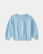 Tout-petit fille - Chandail en jersey bouclette, fleurs - Bleu, image 1 sur 3 diapositives