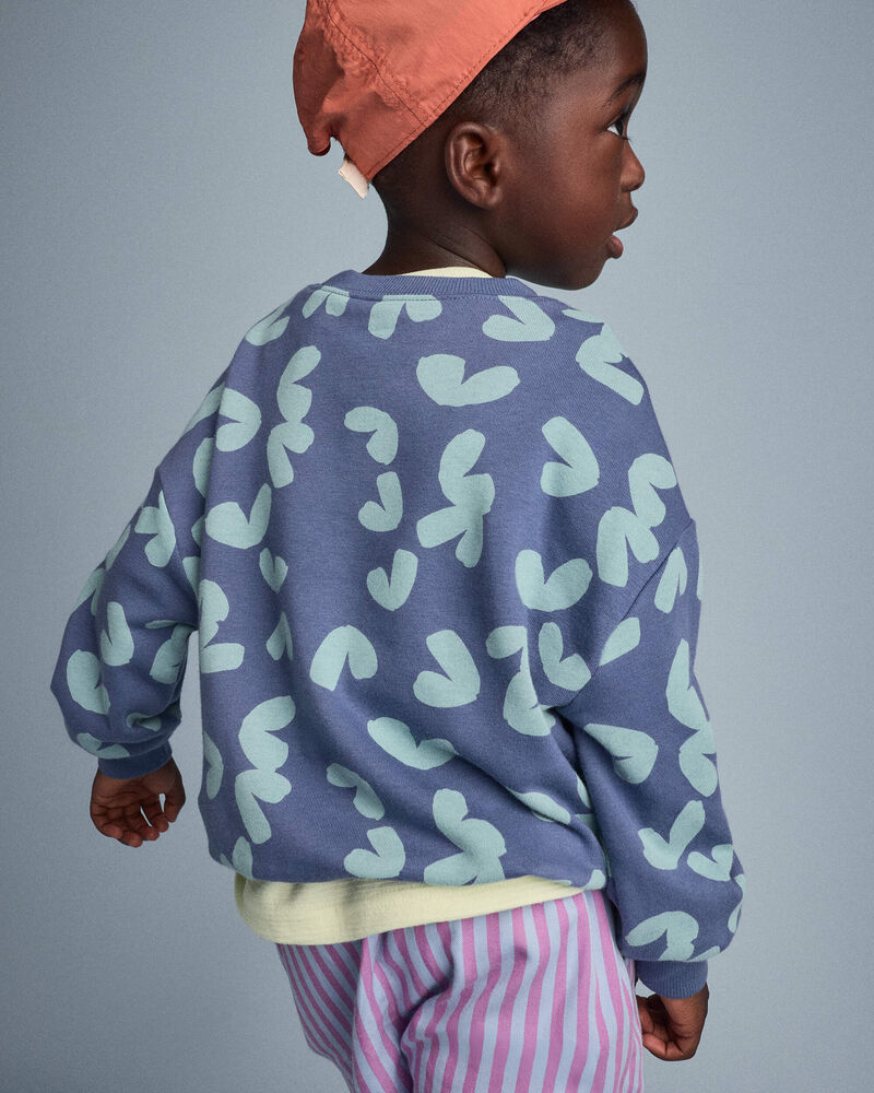 Toddler Otter Sweatshirt&trade; with Pockets in Abstract Print - Slate Blue, image 4 of 5 slides