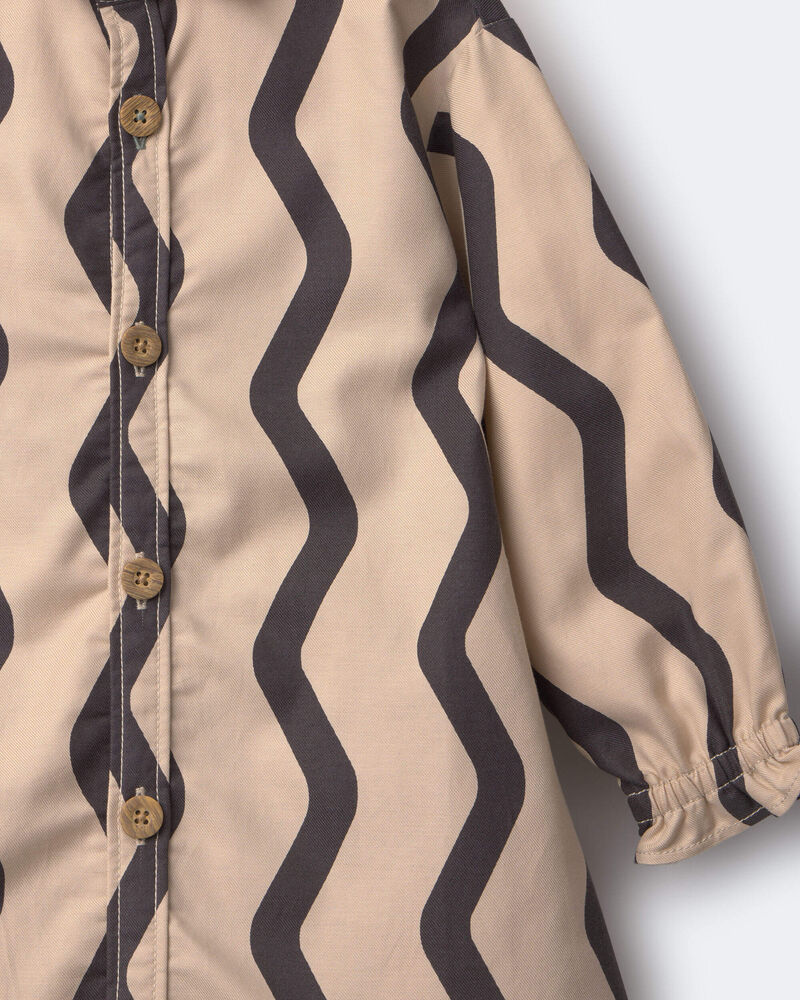 Toddler Girl Chevron Button-Down Dress - Khaki, image 6 of 6 slides