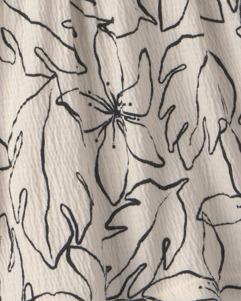 Girls Floral Smocked Crinkle Shorts - Ivory, image 3 of 4 slides