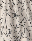 Girls Floral Smocked Crinkle Shorts - Ivory, image 3 of 4 slides