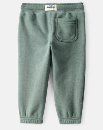 Baby Boy Solid Fleece Drawstring Joggers - Green, 