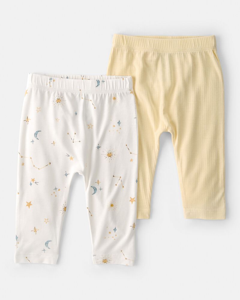 Baby 2-Pack Constellation PurelySoft Pants - White/Yellow, image 1 of 7 slides