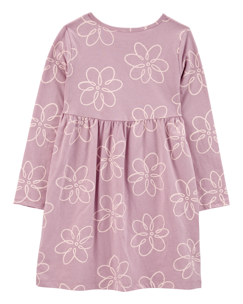 Kid Floral Long-Sleeve Jersey Dress, image 2 of 4 slides