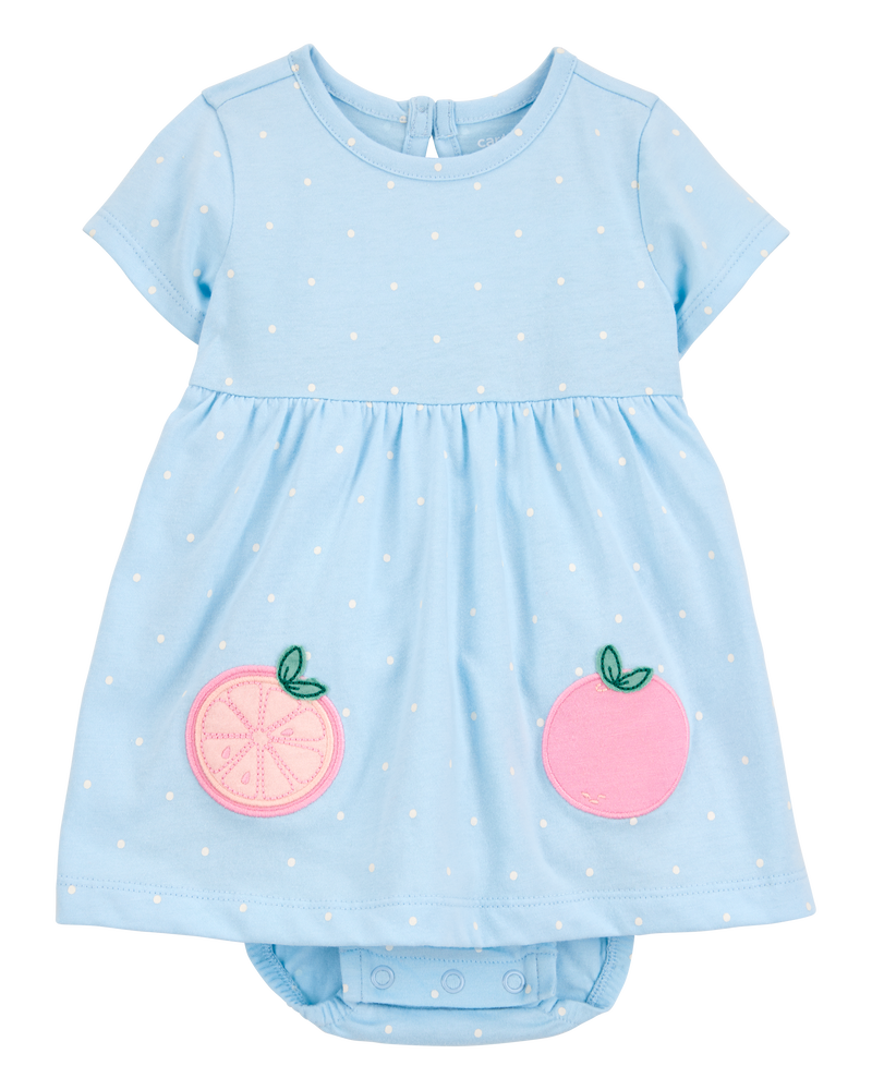 Baby Peach Bodysuit Dress - Blue, image 1 of 3 slides