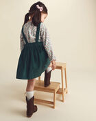 Toute-petit fille - Ensemble 2 pi&egrave;ces robe en velours c&ocirc;tel&eacute; et haut manches longues &agrave; motif floral , image 5 sur 9 diapositives