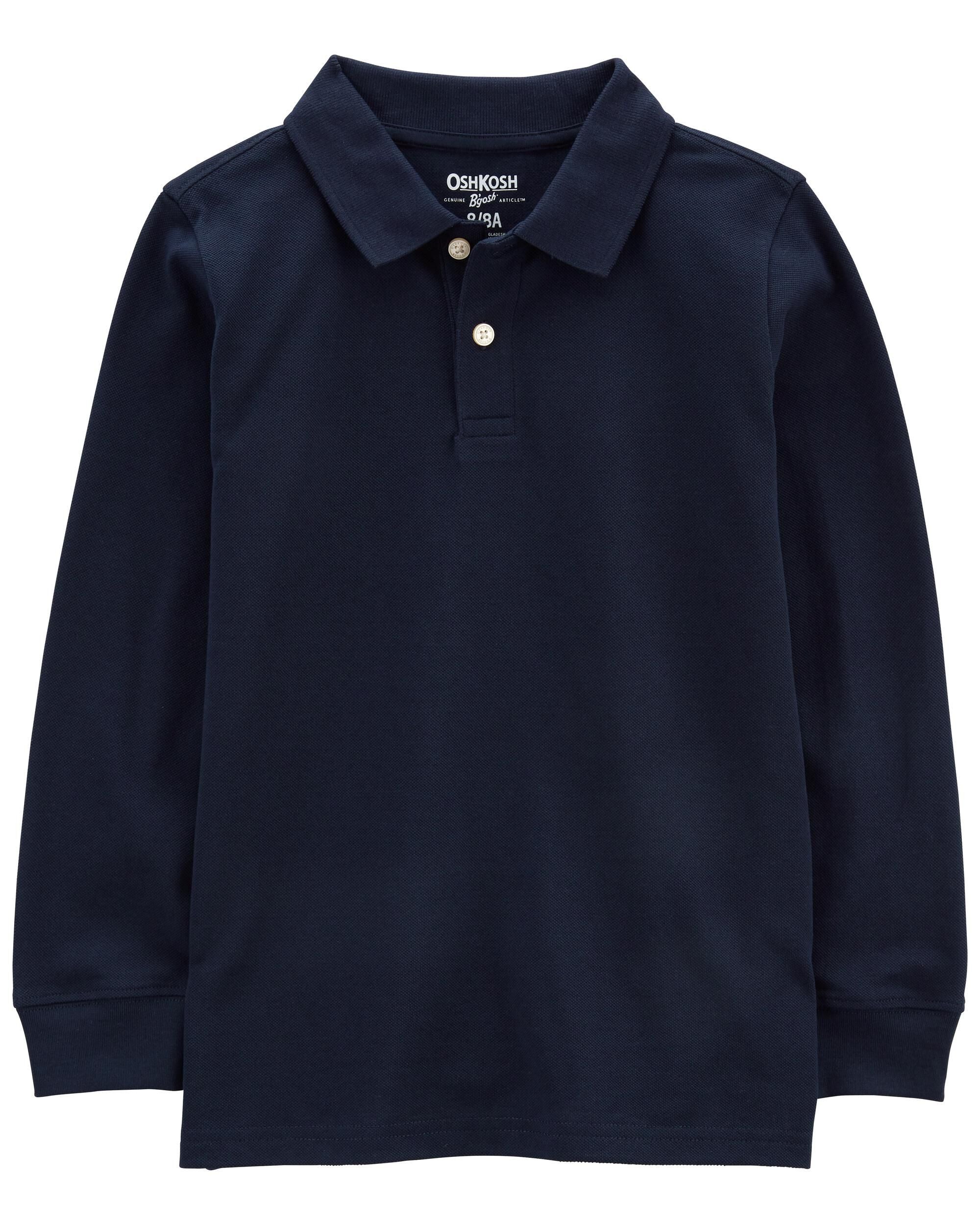 Boys white long sleeve polo shirt sales