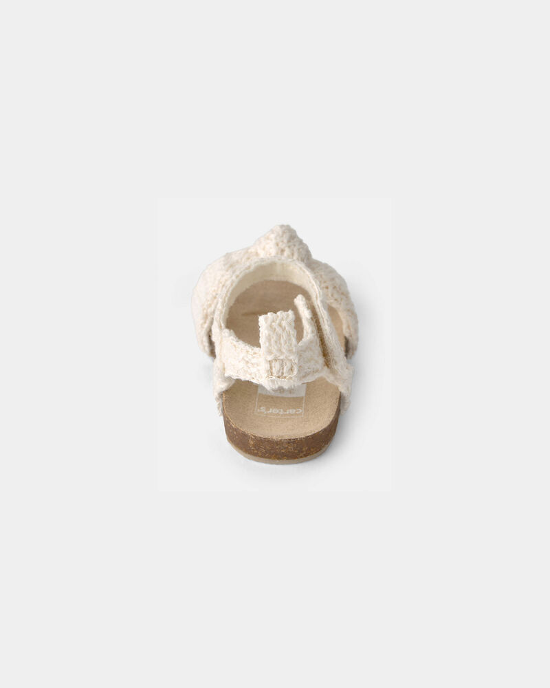 Baby Girl Knit Sandals - Cream, image 3 of 6 slides