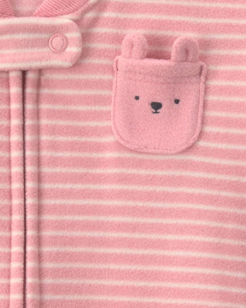 Baby Girl Striped Fleece Loose Fit Wearable Blanket - Pink, image 3 of 4 slides