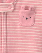 Baby Girl Striped Fleece Loose Fit Wearable Blanket - Pink, image 3 of 4 slides