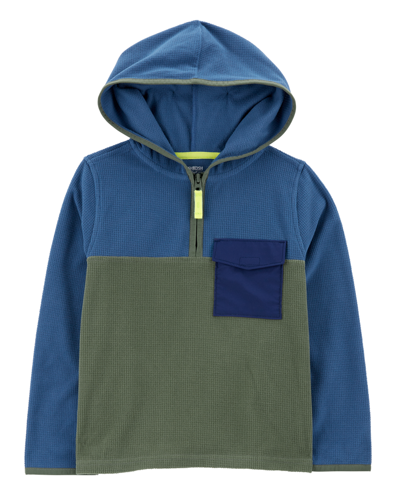 Kids Boys Kid Colour Block Fleece Pullover Green 10 OshKosh Bgosh