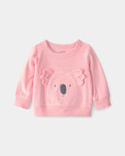Baby Girl Koala Terry Pullover Sweatshirt - Pink, image 1 of 4 slides