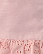 B&eacute;b&eacute; fille - Ensemble 2 pi&egrave;ces haut &agrave; motif ajour&eacute; et jupe-short - Rose, image 3 sur 3 diapositives