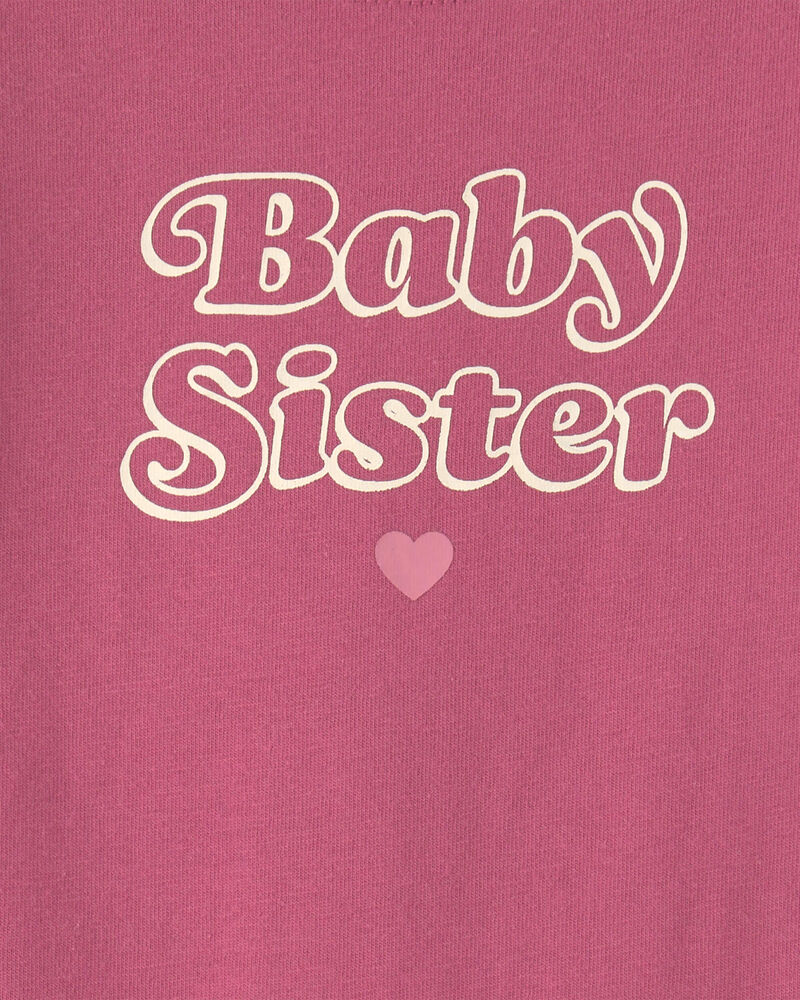 Baby Girl 'Baby Sister' Long-Sleeve Graphic Bodysuit - Pink, image 2 of 3 slides