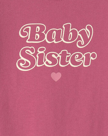 Baby Girl 'Baby Sister' Long-Sleeve Graphic Bodysuit - Pink, 