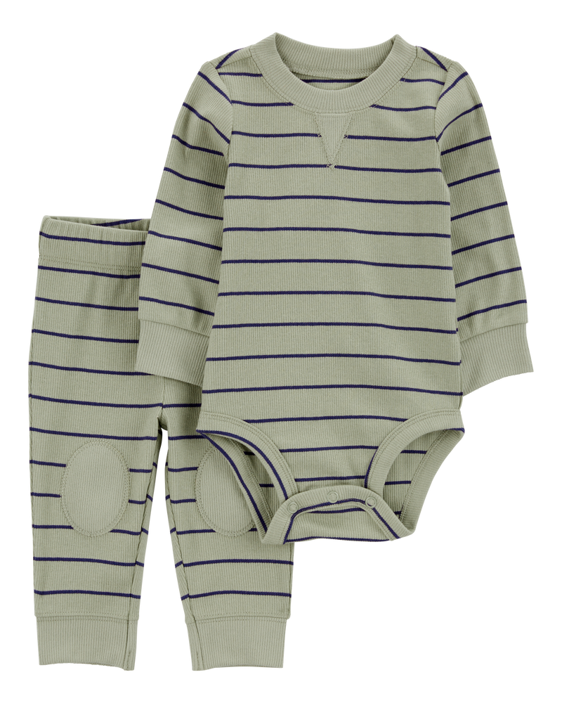 Baby Boy 2-Piece Striped Bodysuit Pant Set, image 1 of 4 slides