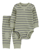 Baby Boy 2-Piece Striped Bodysuit Pant Set, image 1 of 4 slides