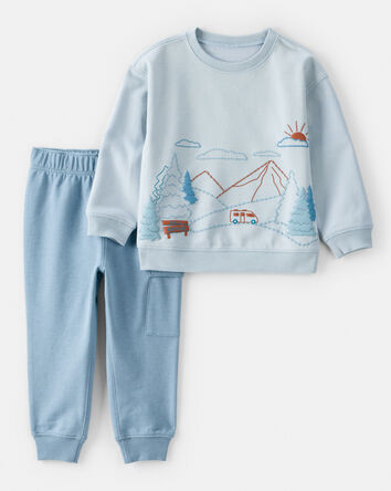 Toddler Boy 2-Piece Mountain Pullover & Pant Set - Blue, 