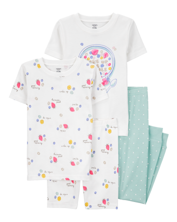 Kid 4-Piece Breakfast Cereal 100% Snug Fit Cotton Pyjamas, 