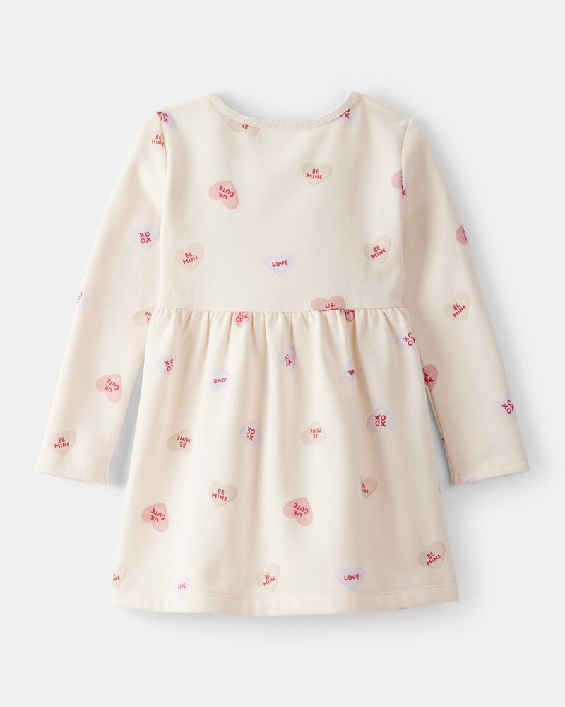 Toddler Girl Valentine's Day Heart Dress - Ivory, image 2 of 4 slides