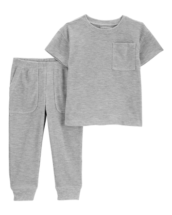 Toddler Solid Loose Fit Jersey 2-Piece Pyjamas, 