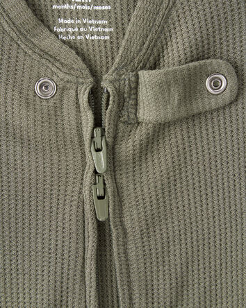 Bébé garçon - Pyjamas PurelySoft à manches longues à fermeture éclair 2 voies en une pièce - Vert, 