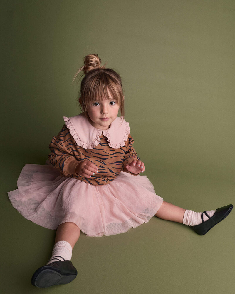 Toddler Girl Peter Pan Collar Top - Blush, image 3 of 5 slides