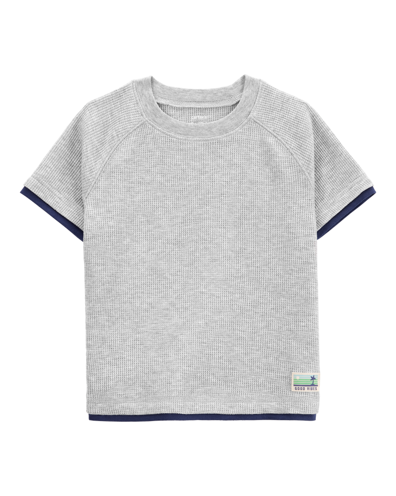 Toddler Short-Sleeve Waffle Knit Tee - Grey, image 1 of 3 slides